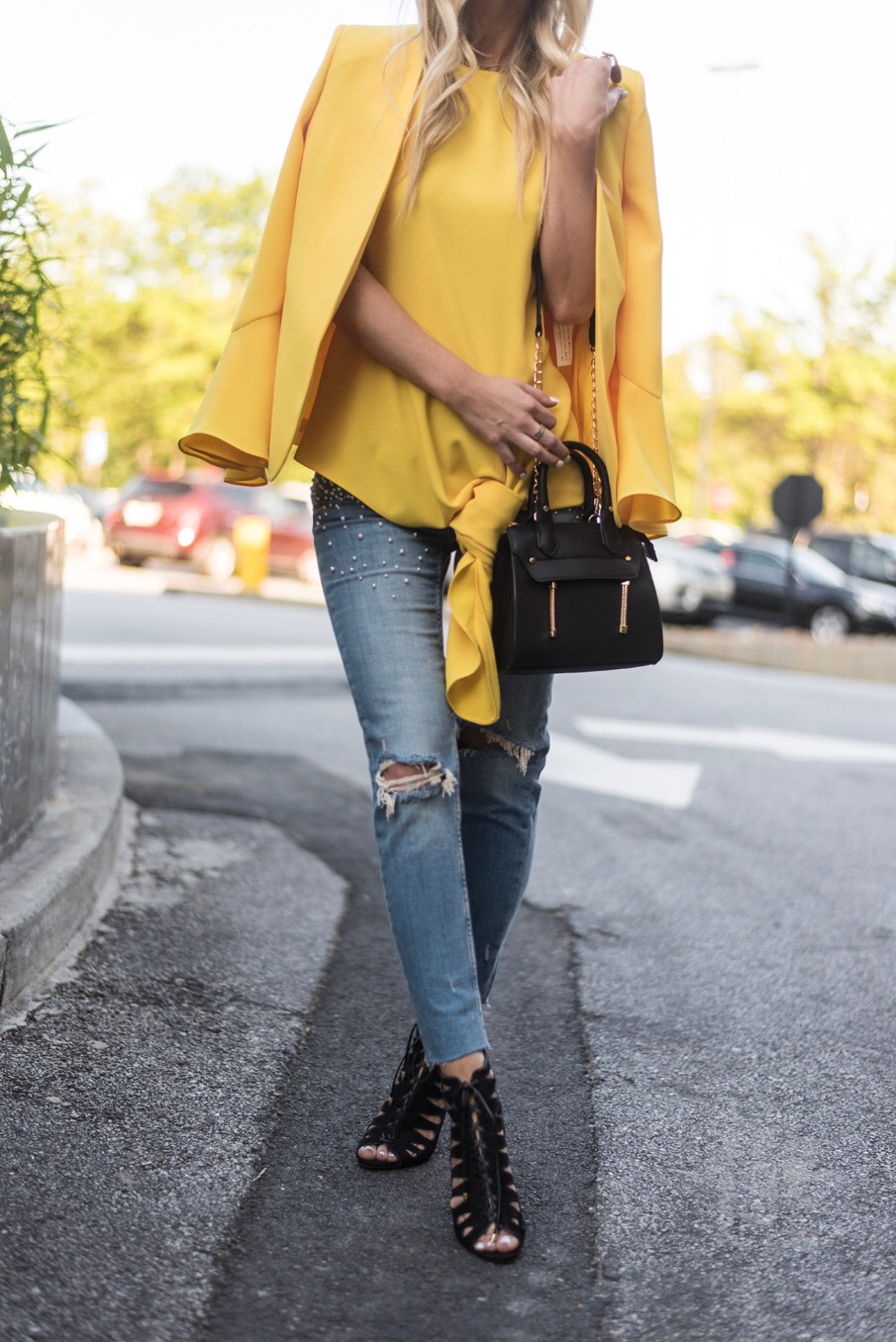 yellow blazer outfit 