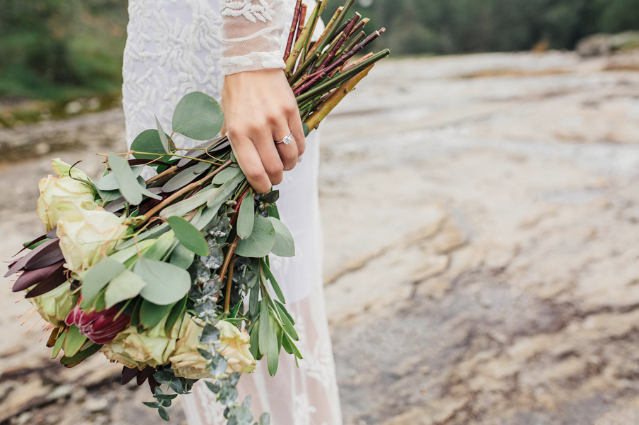 engagement session, lace gown