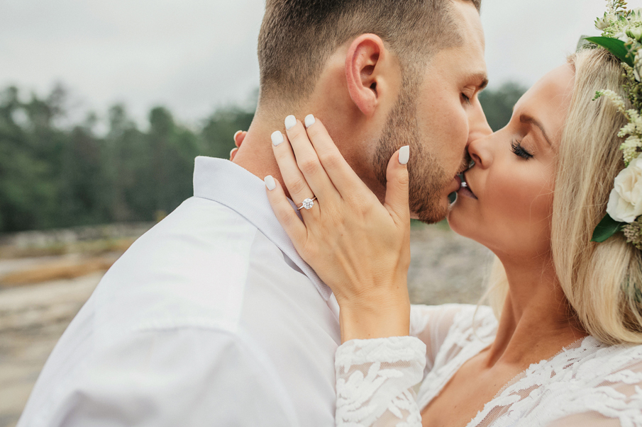 engagement session, lace gown