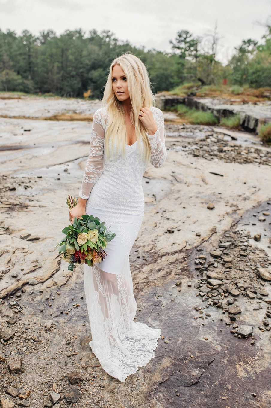 engagement session, lace gown