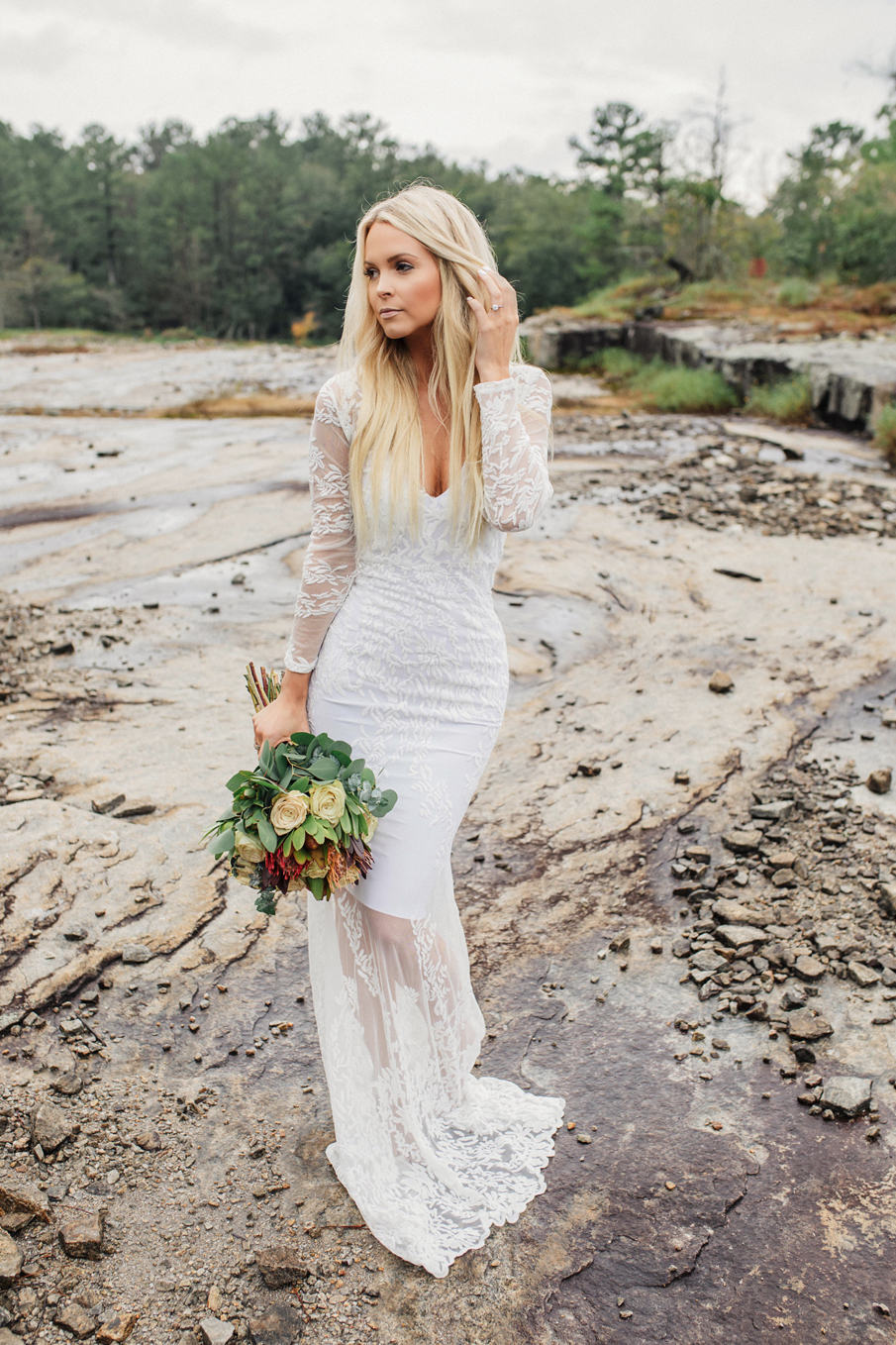 engagement session, lace gown