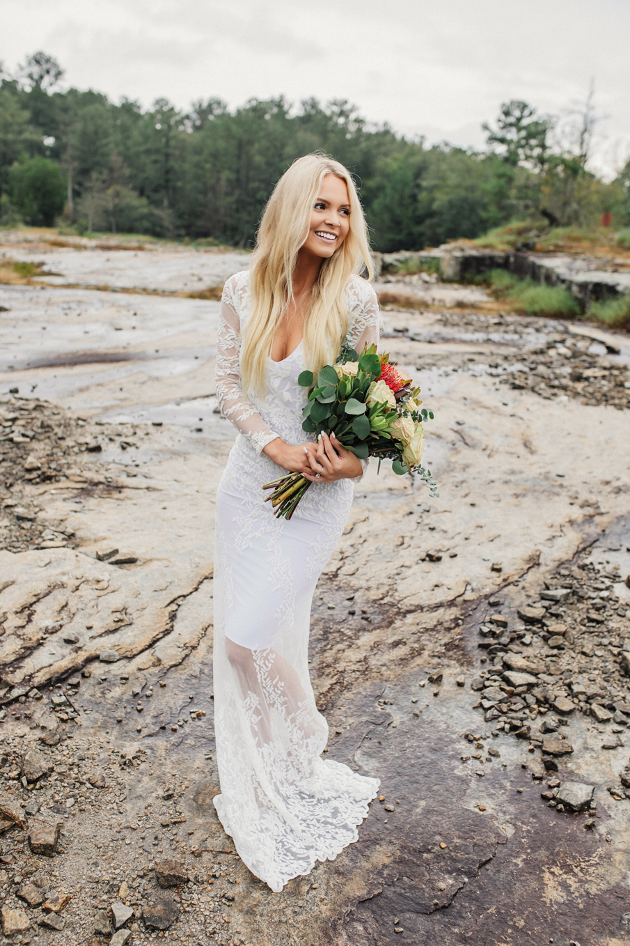 engagement session, lace gown