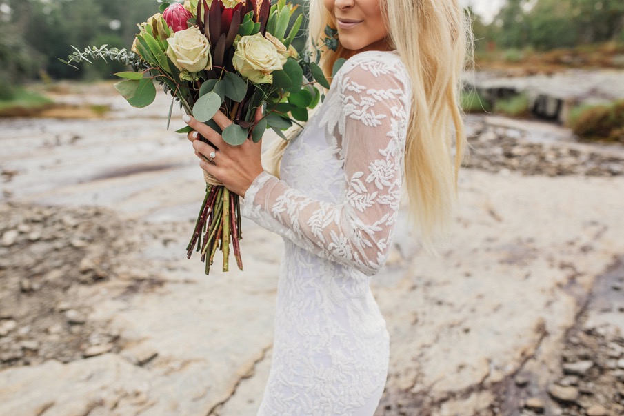 engagement session, lace gown