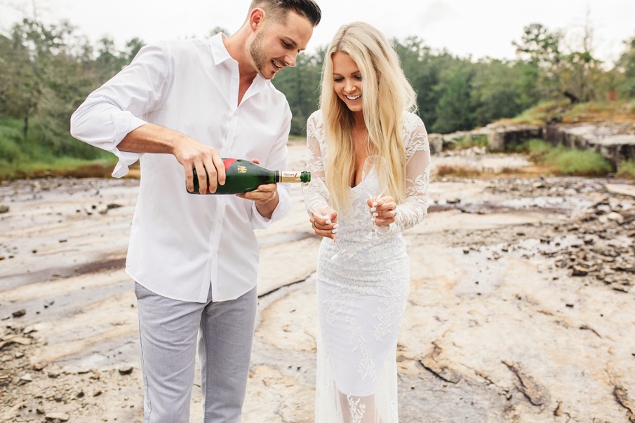 engagement session, lace gown