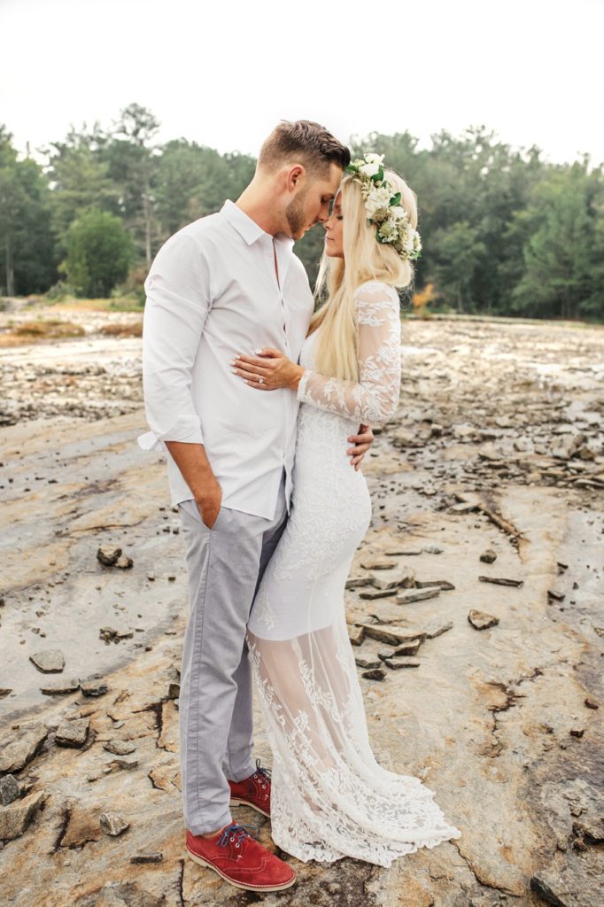 engagement session, lace gown