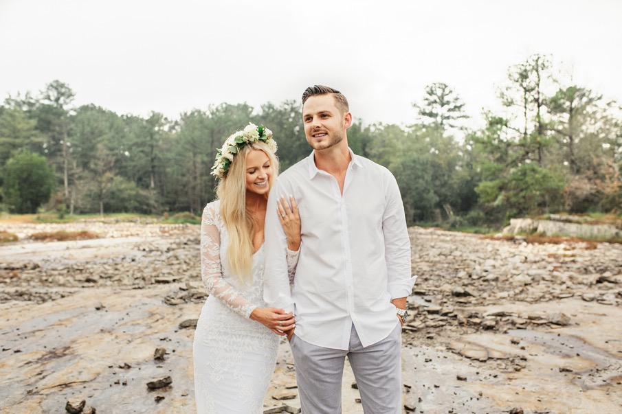 engagement session, lace gown