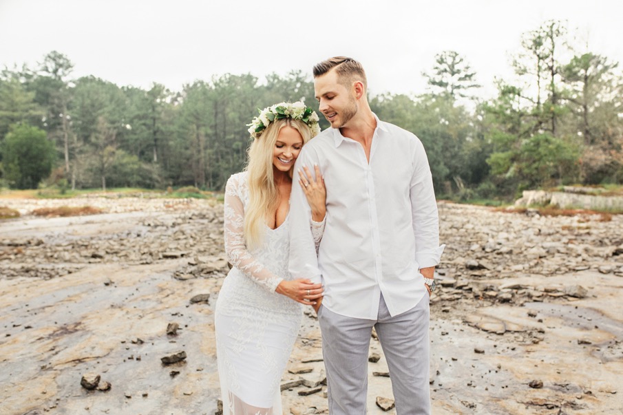 engagement session, lace gown