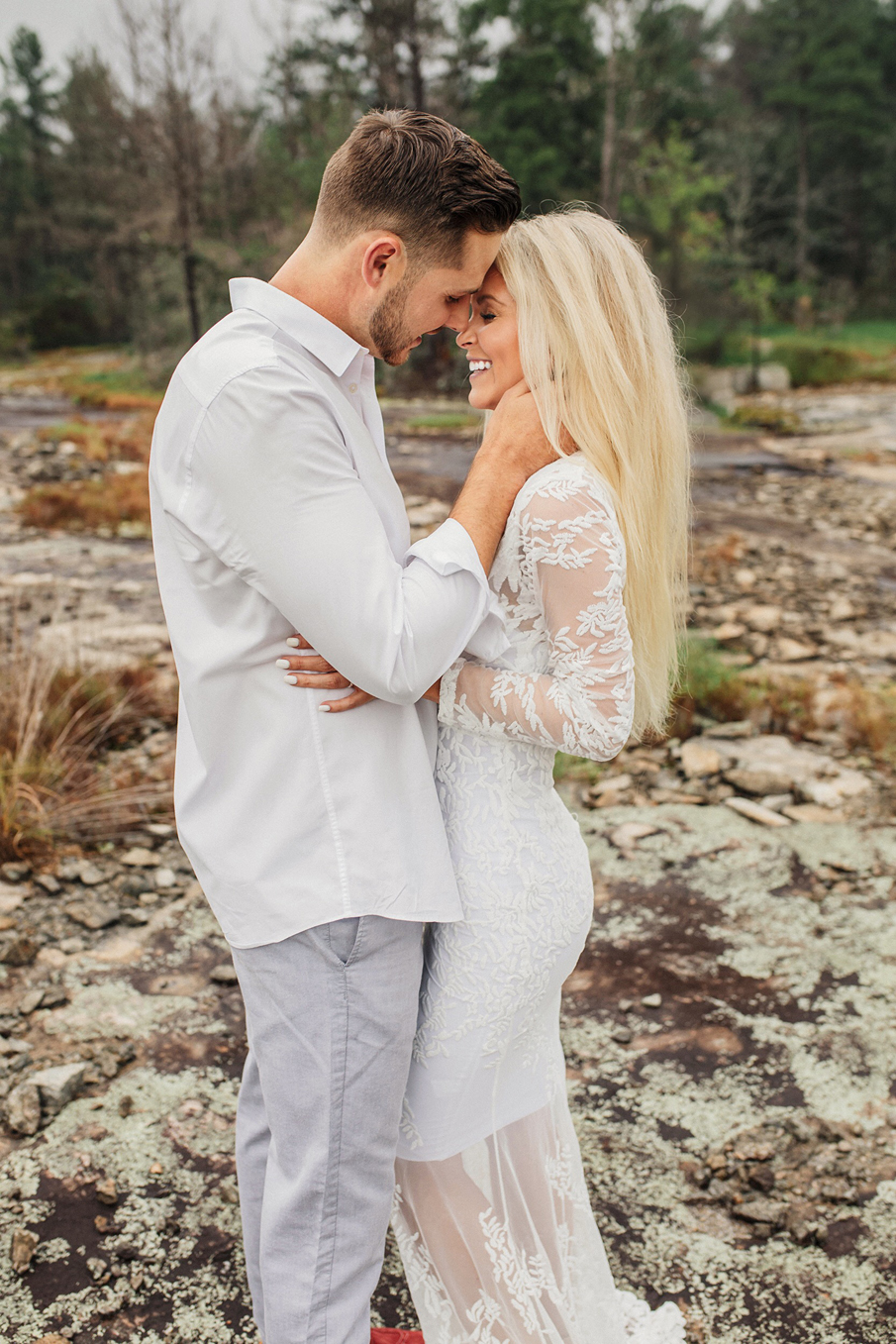 engagement session, lace gown