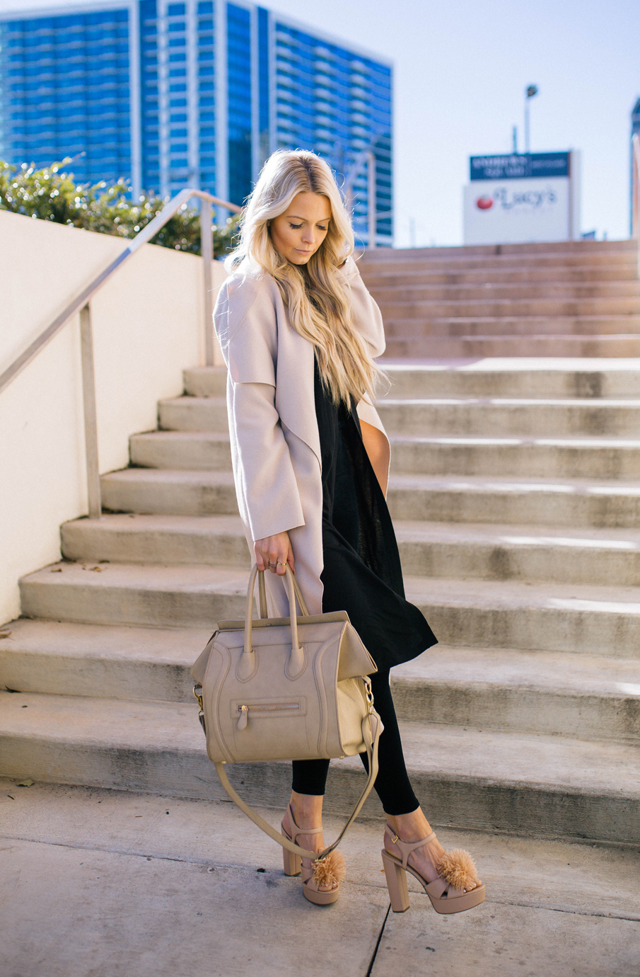 pom pom heels outfit