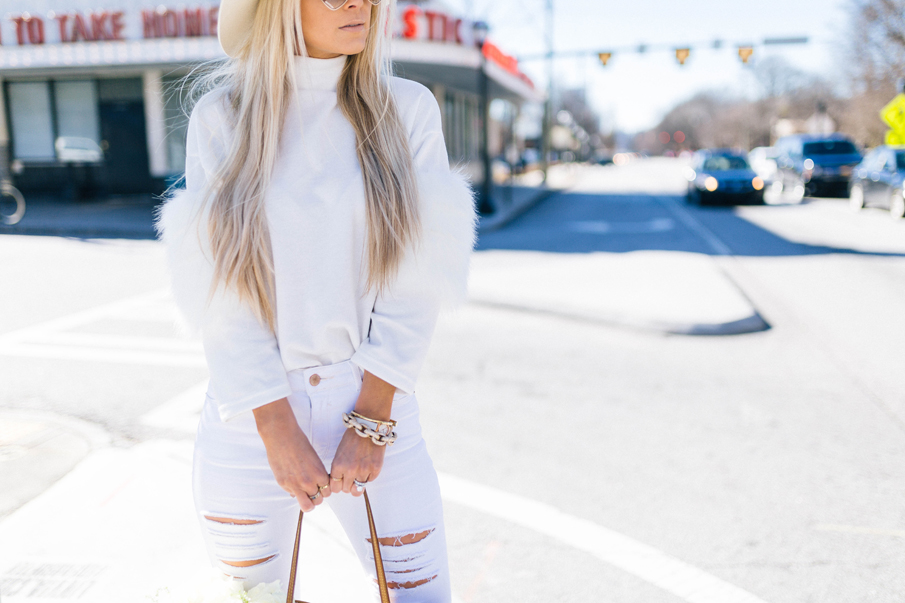 white fur sweater