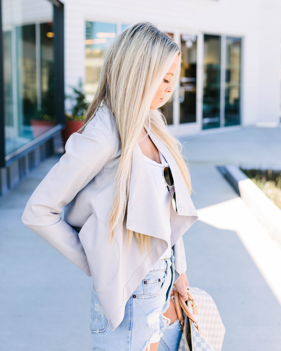 draped leather jacket